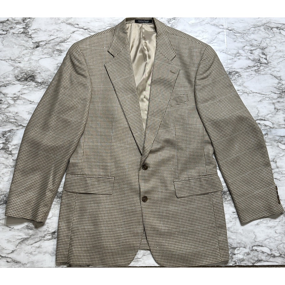 Polo University Club by Ralph Lauren‎ Men's Jacket 43 T Beige Brown Houndstooth